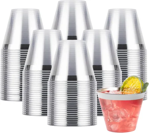 Miniatura 9 de Goodluck 50 piezas de vasos de plástico de 10 onzas para fiesta, vasos desechables plateados, vasos de cóctel de plástico para boda, Acción