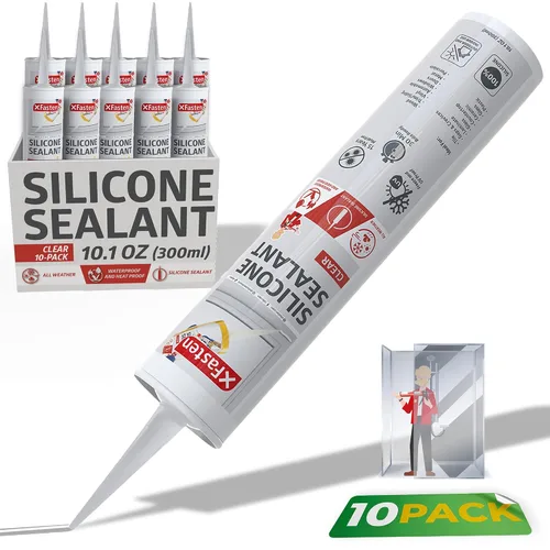 Miniatura 21 de XFasten Cartucho de sellador de silicona negro impermeable, 10.1 onzas (paquete de 4) cartucho de sellador adhesivo de silicona negro para caravana