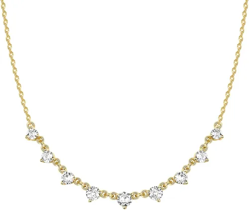 Miniatura 13 de PAVOI Collar de estación chapado en oro de 14 quilates, collares de capas de diamantes simulados, cadena de circonita cúbica para mujer