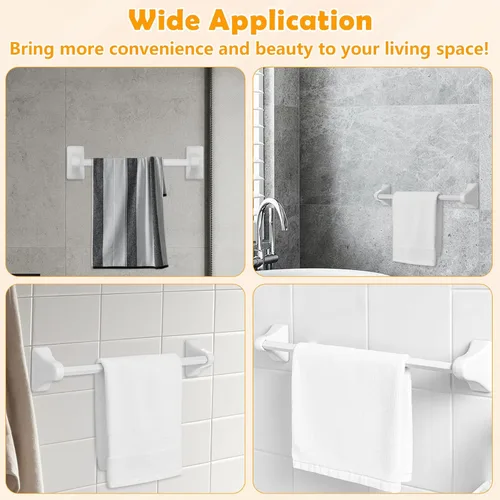 Miniatura 8 de Paquete de 2 barras de toalla de porcelana para barra de toallero, soporte de poste de soporte de azulejos, soporte de toalla de baño de cerámica