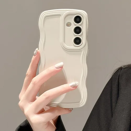 Miniatura 45 de UEEBAI Funda de silicona con marco de ola para Samsung Galaxy S22 5G, funda de teléfono con marco de ola linda, ajuste delgado, amortiguador de Negro