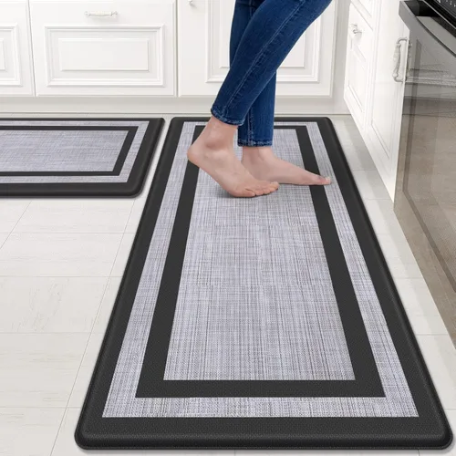 Miniatura 23 de Mattitude Juego de 2 tapetes de cocina, acolchados antifatiga antideslizantes, ergonómicos, cómodos para cocina, suelo, oficina, fregadero, azul