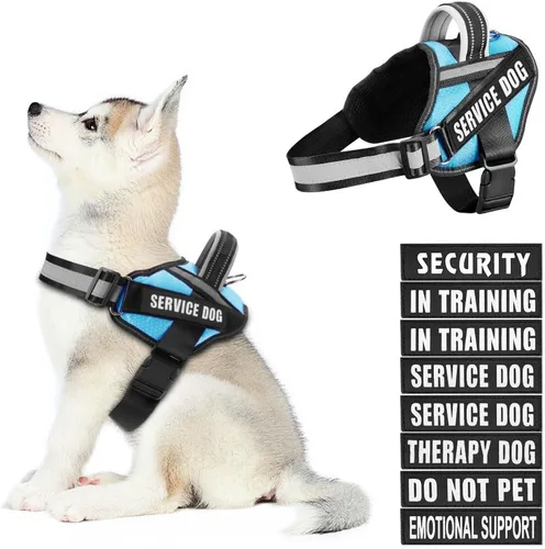 Miniatura 18 de Juego de arnés y parches para chaleco de perro, arnés para perro de servicio en entrenamiento Animire con 10 parches para perros, chaleco Rosa