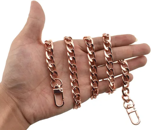 Miniatura 12 de HAHIYO Correa metálica de cadena para bolso de 43.3' de oro para bolso cruzado, bandolera y bolso de mano, cómoda y plana de 0.4' de ancho, extra