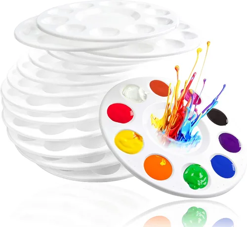 Miniatura 9 de 100 bandejas de pintura para niños, paleta de pintura de plástico con 10 pozos, paleta de bandeja de pintura acrílica inifus para niños, estudiantes