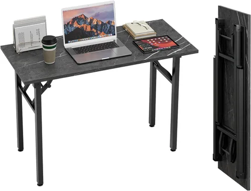 Miniatura 10 de TEMI Mesa de Computadora Pequeña Mesa Plegable - Escritorio de Oficina Plegable de 35.8", Sin Ensamblaje, Perfecto para Espacios Pequeños
