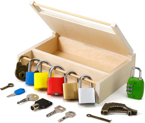 Miniatura 9 de Woodtoe Juego de Candado y Llave Montessori para Niños, Juego Educativo de Candados y Llaves, Materiales de Aprendizaje Montessori de Madera