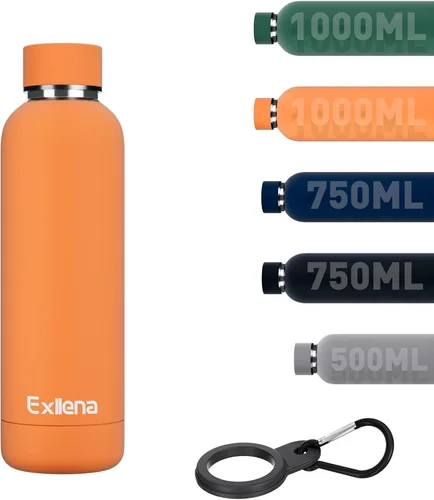Miniatura 13 de Exllena Botella de agua pequeña de 12 onzas con clip, doble pared de acero inoxidable al vacío, pequeña botella de agua aislada que mantiene