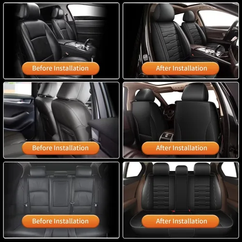 Miniatura 7 de AOMSAZTO Funda de asiento de coche para 2 asientos delanteros para Buick Encore GX 2020 2021 2022 2023 2024 2025, fundas de cojín de cuero sintético