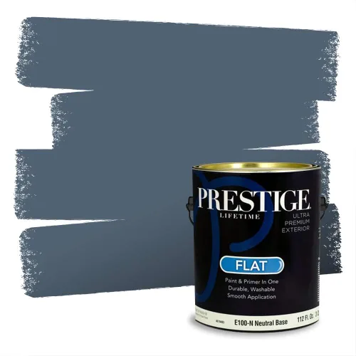 Miniatura 1534 de Pintura Exterior + imprimación PRESTIGE, todo-en-uno, 1 galón, acabado mate, color comparable al Valspar* Royal Gray* VS151-Gris real