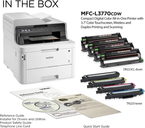 Miniatura 4 de Brother Color MFC-L3770CDW - Impresora láser inalámbrica digital todo en uno, color blanco - Impresión de copia de fax - 3.7" táctil, 25 ppm, 2400 x