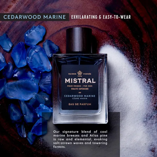 Miniatura 3 de Mistral Colonia para Hombre – Eau de Parfum de Madera de Cedro Marina Aroma Masculino Fresco y Boscoso con Marino, Jazmín y Cedro Perfume