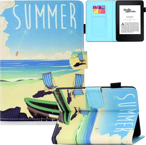 Miniatura 17 de Funda para Kindle Paperwhite, de piel sintética, con ranuras para tarjetas, con tapa de apagado y encendido automático para Amazon Kindle Paperwhite
