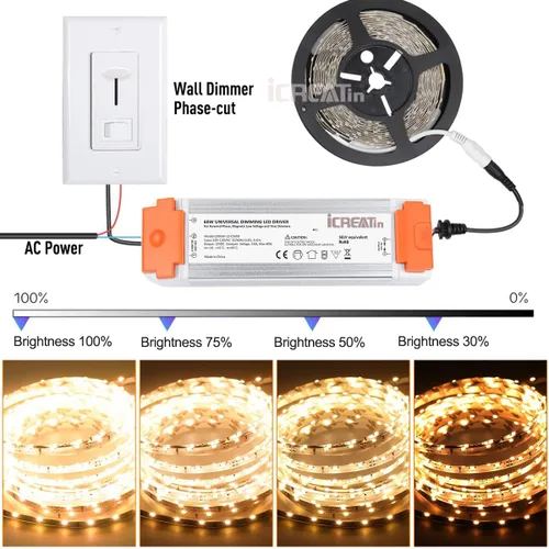 Miniatura 2 de Controlador LED regulable de 60 W, fuente de alimentación regulable Triac ELV/MLV de 12 V, transformador de 120 CA a 12 voltios CC compatible