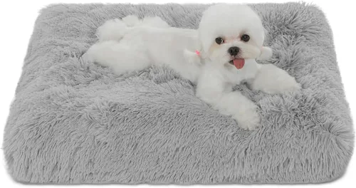 Miniatura 37 de Bedfolks Cama Impermeable para Jaula de Perro, Cama de Felpa para Perros con Funda Lavable Extraíble, Almohadón de Jaula de Perro de Piel Sintética
