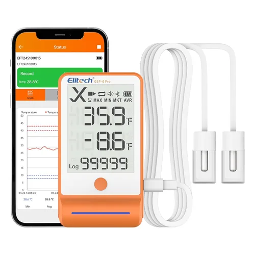 Miniatura 23 de Elitech ISO 17025 Certificado GSP-6 Bluetooth Data Logger Temperatura Humedad 100000 Readings, Shadow Data, Max Min Record, Auto PDF/CSV