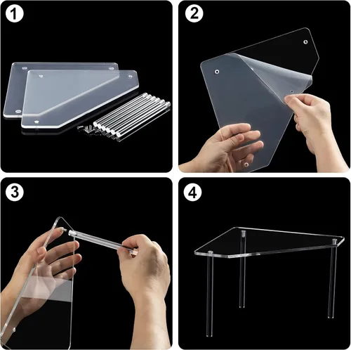 Miniatura 4 de Jetec Organizador esquinero de baño de 2 niveles, estante de encimera, organizador de mesa de baño acrílico, bandeja de tocador, fregadero apilable