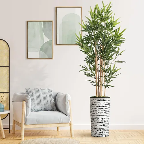 Miniatura 12 de Árbol artificial en maceta contemporánea, palmera tropical areca artificial de seda para decoración del hogar en interiores y exteriores, altura