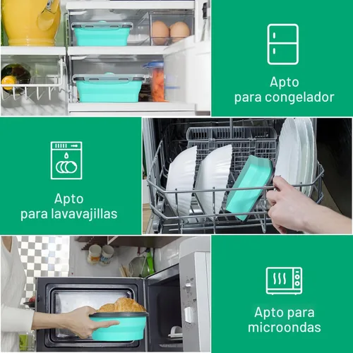 Miniatura 7 de Sudaya Paquete de 8 Recipientes de Almacenamiento de Alimentos Plegables Con Tapas, Juegos de Recipientes de Almacenamiento Plegables Tazones