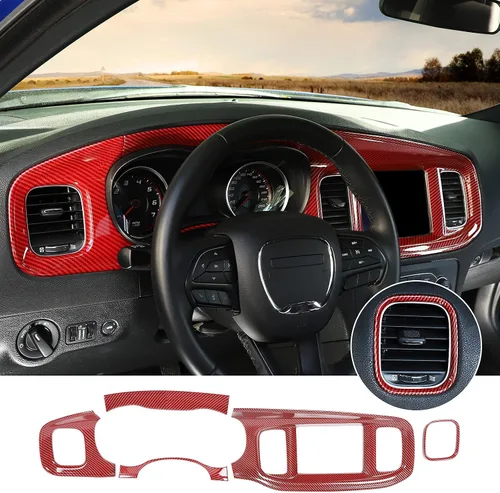 Miniatura 14 de Hoolcar para Dodge Charger 2015+ Kit de Embellecedores de Decoración Interior, Panel Central de Control del Tablero, Embellecedor del Panel