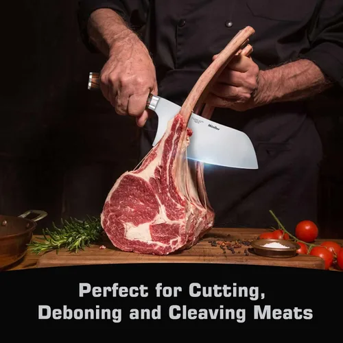 Miniatura 2 de Mueller - Cuchillo de carnicero de 7 pulgadas, cuchillo chino de verduras y carne para chef, de acero inoxidable alemán con mango ergonómico