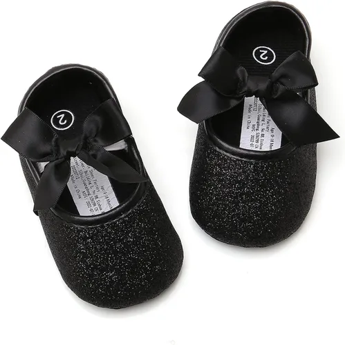 Miniatura 57 de RVROVIC Mocasines de princesa para bebé, zapatos brillantes de Mary Jane, zapatos de cuna de suela suave y ligera de primera calidad, zapatos