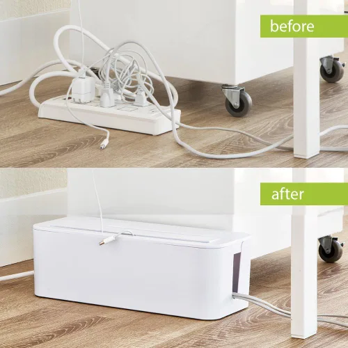 Miniatura 6 de UT Wire In-Box - Caja de gestión de cables extragrande para protector de sobretensiones en el escritorio, color negro