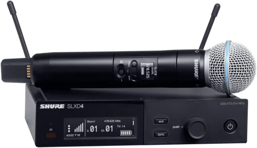 Miniatura 5 de Shure Sistema de micrófono inalámbrico digital SLXD24/B58, incluye transmisor de mano SLXD2 con cápsula de micrófono vocal BETA 58A y receptor