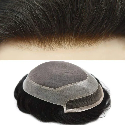 LYRICAL HAIR Sistema de pieza de pelo tipo tupé para hombre, pieza de cabello de poliuretano alrededor de la unidad de cabello para hombres, 5 x 7