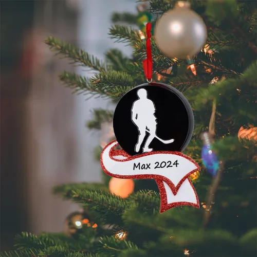 Miniatura 2 de MAXORA Adorno de Navidad personalizado de hockey hecho a mano personalizado