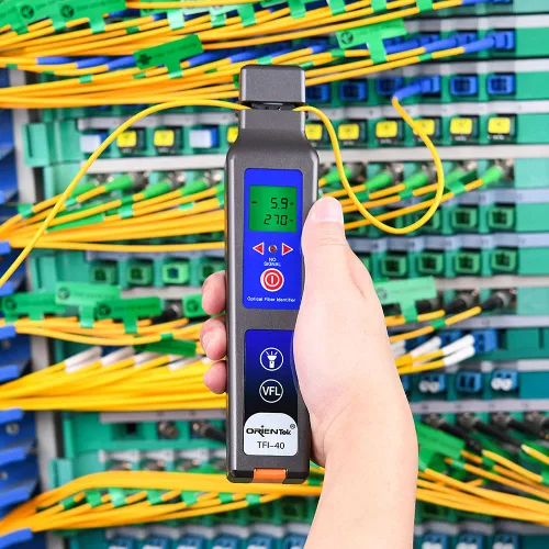 Miniatura 7 de ORIENTEK TFI-40 Identificador de fibra óptica Todo-en-uno Chuck Live con 10mw VFL 800nm-1700nm Detector de fibra Identificador de tráfico OFI