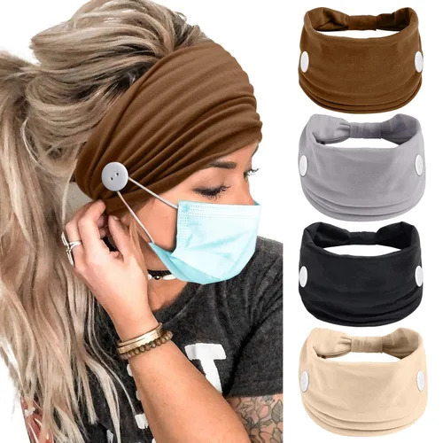 Botón para máscara para mujeres, enfermeras, diadema antideslizante, elástica, protección para los oídos, para hombres y médicos, banda anudada