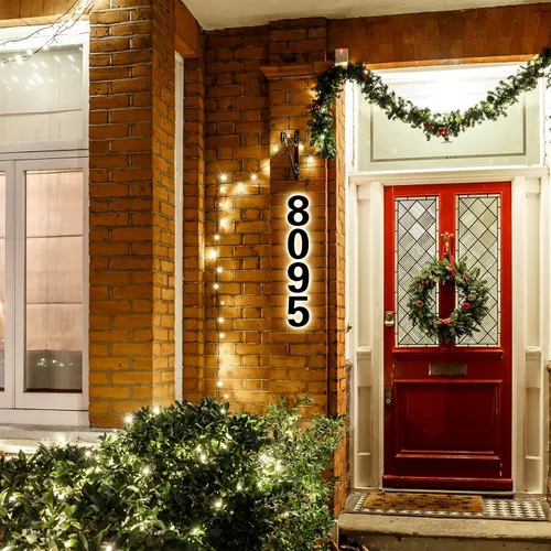 Miniatura 4 de Números de casa retroiluminados de 5 pulgadas para exteriores, acero inoxidable, número de dirección de casa iluminado con LED, letreros