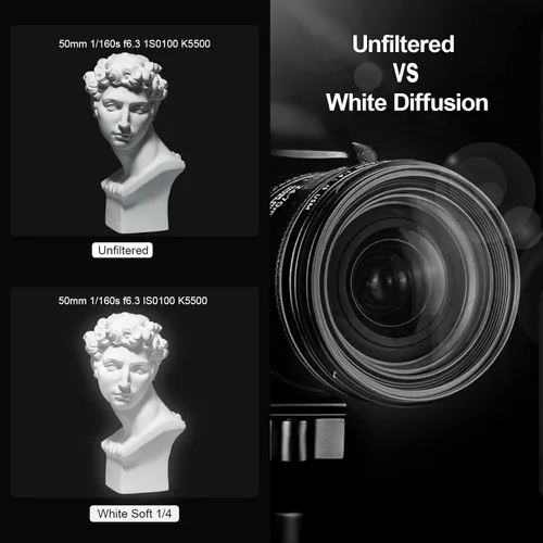 Miniatura 4 de NEWKS Filtro de difusión blanca suave de 1/4 de 1/4, filtro de efecto cinematográfico de ensueño, vidrio óptico HD para fotografía