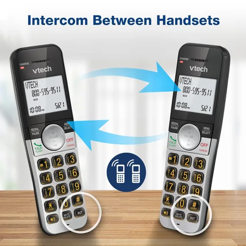 Miniatura 10 de VTech Teléfono inalámbrico de 2 auriculares con pantalla grande y botones grandes, DECT 6.0 con identificador de llamadas/llamada en espera, altavoz