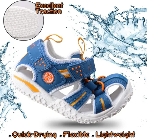 Miniatura 4 de UOVO Sandalias para niños, sandalias de senderismo atléticas con punta cerrada, sandalias de verano para niños, secado rápido, antideslizantes