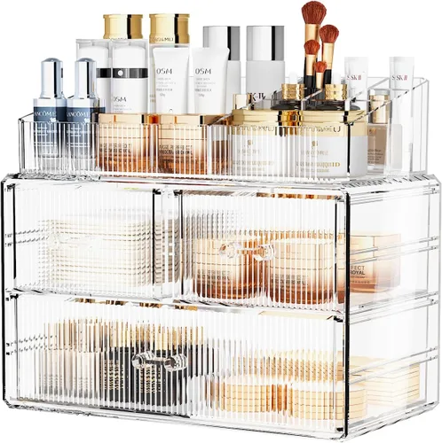 ZHIAI Organizador Cosmético Apilable, Organizador Cosmético de Acrílico para Cómoda, Tocador, Gabinete de Cocina, Baño, Debajo del Fregadero,