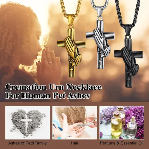 Miniatura 2 de Richsteel Collar de urna para cenizas, joyería de cremación, colgante de recuerdo conmemorativo con cadena