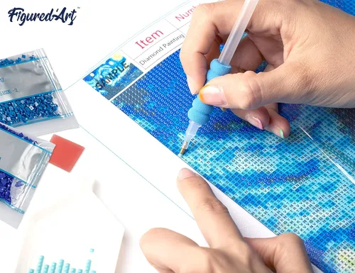 Miniatura 7 de Figured'Art Kit de arte de pintura de diamantes para adultos de 16 x 20 pulgadas, taladro cuadrado completo 5D en el lago, lienzo enrollado