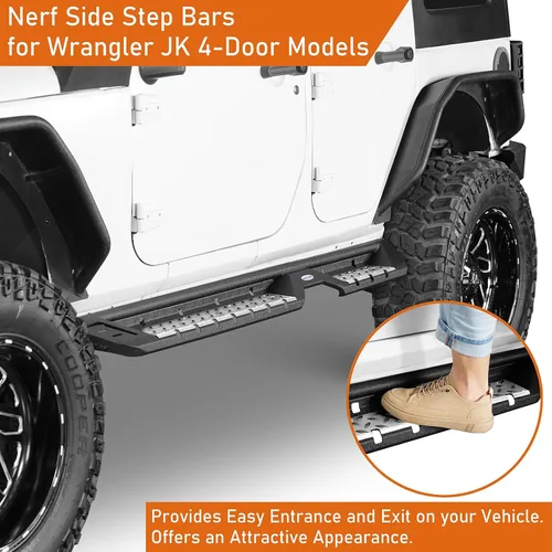 Miniatura 3 de Hooke Road Wrangler JK - Barras para estribo, escalones laterales desplegables de 7.4 pulgadas con almohadilla antideslizante para Jeep Wrangler JK
