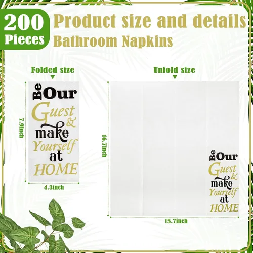 Miniatura 5 de 200 servilletas de baño desechables para invitados, toallas de mano de papel para cena, servilletas de papel para baño, tocador, boda, vacaciones