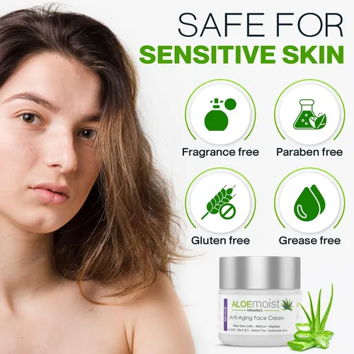 Miniatura 6 de Crema avanzada de retinol para la cara: Aloemoist Revive Crema facial antienvejecimiento para mujeres y hombres Retinoide tópico Reparación