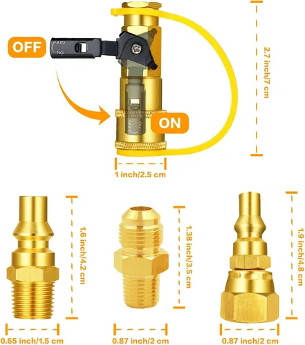 Miniatura 2 de Kit de adaptador de conexión rápida de propano de 1/4 "convertidor de manguera de propano hembra de 3/8 pulgadas a parrilla de gas, conexión rápida