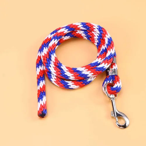Miniatura 2 de POPETPOP - Cuerda de caballo trenzada para equitación de caballo con cierre resistente (rojo, azul y blanco)