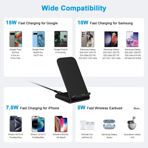 Miniatura 2 de Cargador inalámbrico Samsung Soporte de carga rápida para Samsung Galaxy S26 Ultra S26+ S26 S25 S24 S23 S22 S21 S20 Ultra FE, soporte de cargador