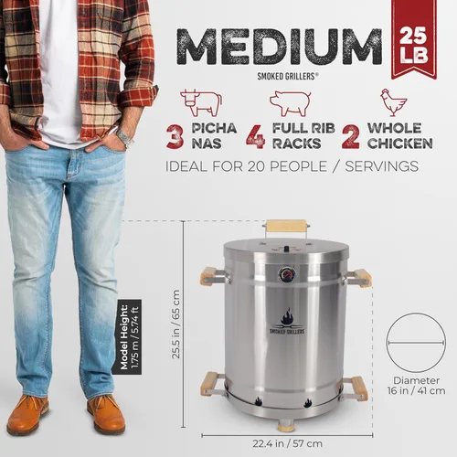 Miniatura 2 de Combo de parrilla para ahumador de barril, barril 100% de acero inoxidable 304, 95% menos de humo, calor uniforme, fácil de usar y limpiar, ahumador