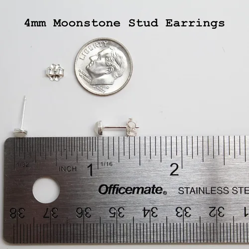 Miniatura 68 de Aretes de tuerca con piedras preciosas para mujeres y niñas, bisel redondo de 0.157 in de plata esterlina 925