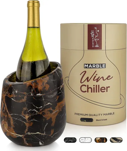 Gusto Nostro Cubo enfriador de vino de mármol, enfriador de botellas de vino de 25.4 fl oz y enfriador de champán para fiesta, cocina, decoración de