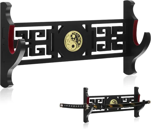 Miniatura 8 de Barydat Soporte para espada de 1 nivel, soporte de pared, soporte de pared para espada samurái, soporte para Katana japonés, colección