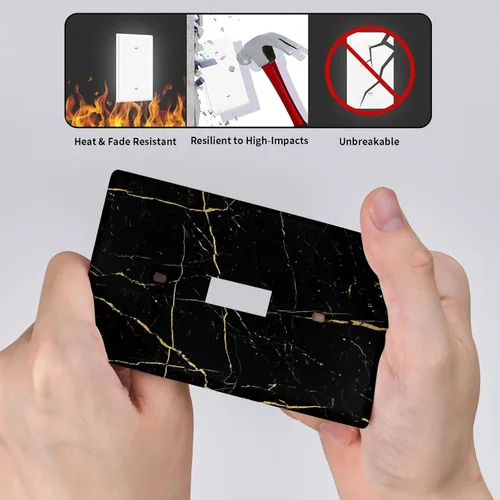 Miniatura 3 de Placa de pared con cubierta de interruptor de luz de mármol negro, cubiertas de interruptor de luz de palanca individual, 1 placa de interruptor